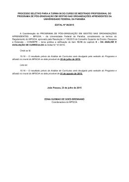 processo seletivo para a turma 06 do curso de mestrado profissional