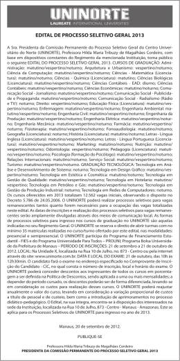 EDITAL DE PROCESSO SELETIVO GERAL 2013