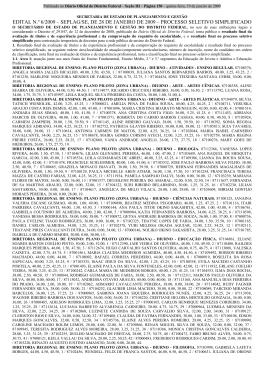 EDITAL N.º 6/2009 – SEPLAG/SE, DE 28 DE JANEIRO DE 2009