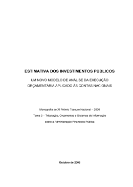 Estimativa dos Investimentos P&uacute;blicos: um novo modelo de an&aacute;lise