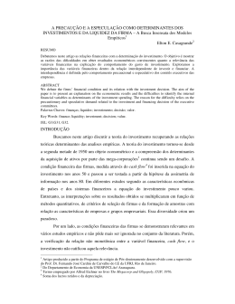 A PRECAU&Ccedil;&Atilde;O E A ESPECULA&Ccedil;&Atilde;O COMO DETERMINANTES