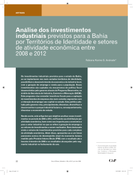 An&aacute;lise dos investimentos industriais previstos para a Bahia por