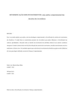 DIVERSIFICA&Ccedil;&Atilde;O DOS INVESTIMENTOS: uma an&aacute;lise