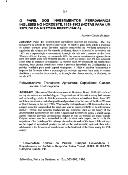 o papel dos investimentos ferroviários ingleses no nordeste, 1852