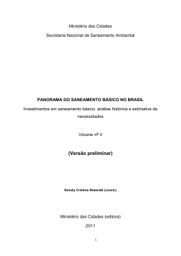 ESTUDOS DOS INVESTIMENTOS EM SANEAMENTO NO BRASIL