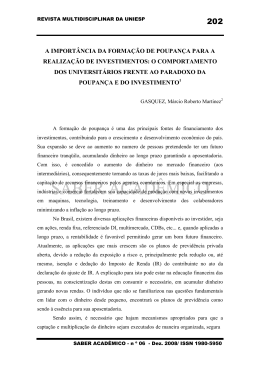24 - A IMPORT&Acirc;NCIA DA FORMA&Ccedil;&Atilde;O DE POUPAN&Ccedil;A