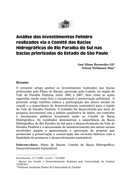 An&aacute;lise dos investimentos Fehidro realizados via o Comit&ecirc; das