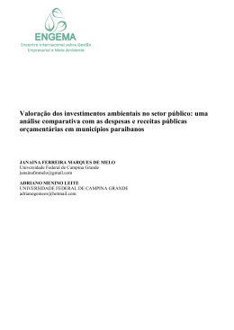 Valora&ccedil;&atilde;o dos investimentos ambientais no setor p&uacute;blico: uma