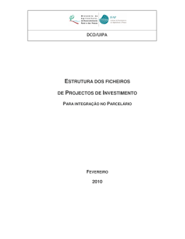 Registo no Parcelário Projectos de Investimento