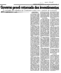 Governo prev&ecirc; retomada dos investimentos