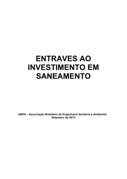 Entraves ao investimento em saneamento