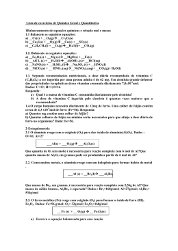 Lista de exercícios de Química Geral e Quantitativa