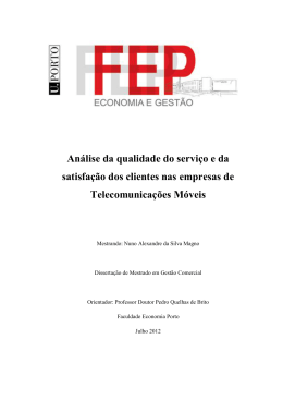 An&aacute;lise da qualidade do servi&ccedil;o e da satisfa&ccedil;&atilde;o dos clientes nas