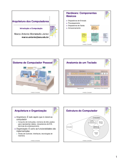 Arquitetura dos Computadores Hardware: Componentes B&aacute;sicos