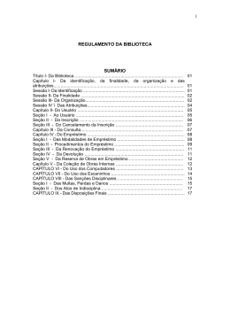 REGULAMENTO DA BIBLIOTECA SUMÁRIO