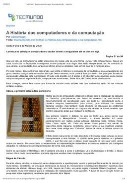 A Hist&oacute;ria dos computadores e da computa&ccedil;&atilde;o