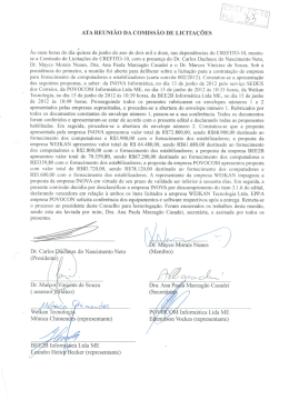 Resultado referente Carta Convite No. 002/2012