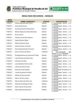 RESULTADO RECURSOS &ndash; ISEN&Ccedil;&Atilde;O