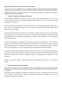 An&aacute;lise dos Resultados do Survey para as C&acirc;maras Tem&aacute;ticas