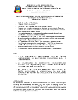 Documentos exigidos para ABERTURA DE EMPRESA