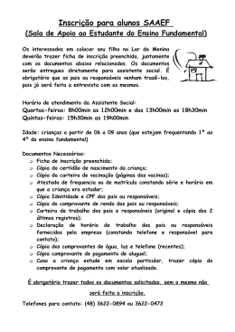 Inscri&ccedil;&atilde;o para alunos novos CEI Lar da Menina