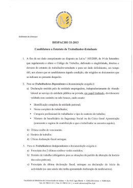 Despacho nº33/2013 - Faculdade de Medicina da Universidade de
