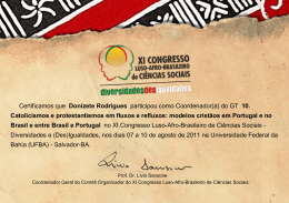 Certificamos que Donizete Rodrigues participou como Coordenador