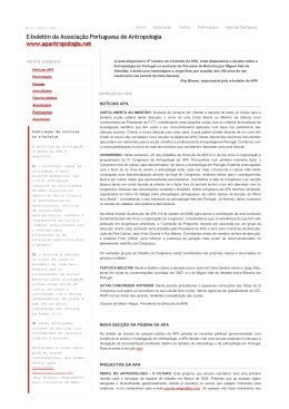 e-Boletim APA 04 - Associa&ccedil;&atilde;o Portuguesa de Antropologia