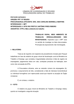 Processo PGT/CCR/nº 12270/2012 - Ministério Público do Trabalho