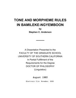 TONE AND MORPHEME RULES IN BAMILEKE