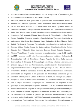 2014 - 1&ordf; Reuni&atilde;o - Universidade Federal de Uberl&acirc;ndia
