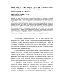 a qualidade da educa&ccedil;&atilde;o b&aacute;sica municipal