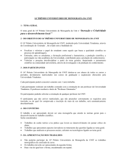 16&ordm; Pr&ecirc;mio de Monografia Universit&aacute;ria da Unit
