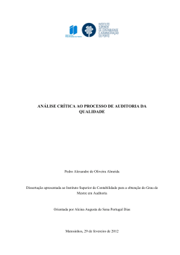an&aacute;lise cr&iacute;tica ao processo de auditoria da qualidade