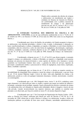 RESOLU&Ccedil;&Atilde;O N.&ordm; 169, DE 13 DE NOVEMBRO DE 2014. Disp&otilde;e