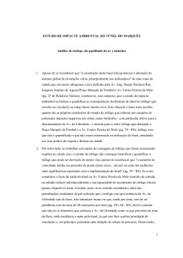 An&aacute;lise de tr&aacute;fego, da qualidade do ar e emiss&otilde;es