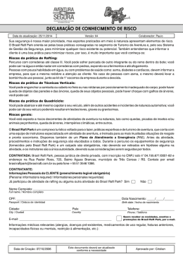 DECLARA&Ccedil;&Atilde;O DE CONHECIMENTO DE RISCO