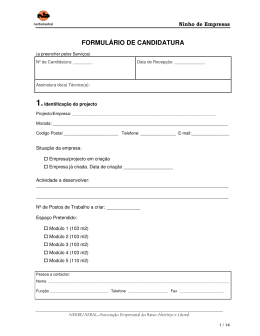 FORMUL&Aacute;RIO DE CANDIDATURA