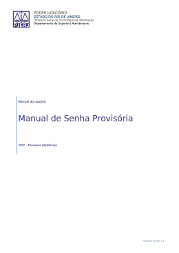 Serventia - Senha Provis&oacute;ria - Tribunal de Justi&ccedil;a do Estado do Rio