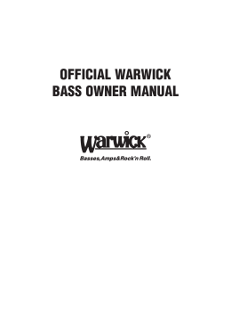 OFFICIAL WARWICK BASS OWNER MANUAL