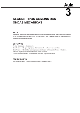 ALGUNS TIPOS COMUNS DAS ONDAS MEC&Acirc;NICAS