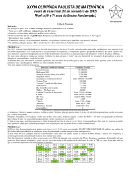XXXVI OLIMPÍADA PAULISTA DE MATEMÁTICA