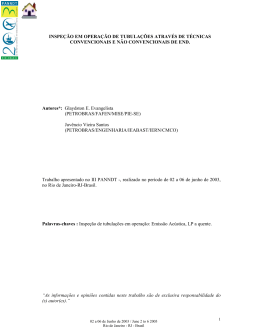 inspe&ccedil;&atilde;o em opera&ccedil;&atilde;o de tubula&ccedil;&otilde;es atrav&eacute;s de t&eacute;cnicas