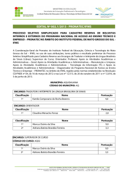Edital 002.1 - Resultado Preliminar
