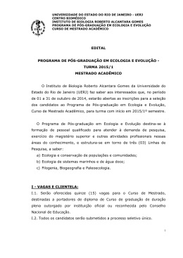 EDITAL PROGRAMA DE P&Oacute;S-GRADUA&Ccedil;&Atilde;O EM ECOLOGIA E