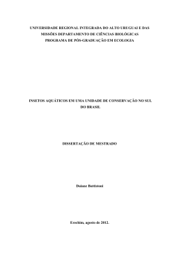 insetos aqu&aacute;ticos em uma unidade de conserva&ccedil;&atilde;o no