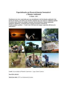Especializa&ccedil;&atilde;o em Desenvolvimento Sustent&aacute;vel e