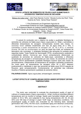 efeito latente em sementes de feij&atilde;o