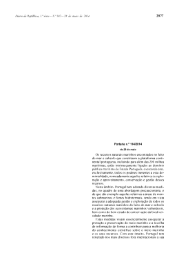 Portaria n.° 114/2014 Os recursos naturals marinhos