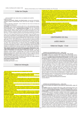 Edital de Cita&ccedil;&atilde;o Edital de Intima&ccedil;&atilde;o CENTEN&Aacute;RIO